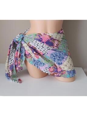 Victoria's Secret One Size Floral Patchwork Sarong Wrap Skirt/Cover up